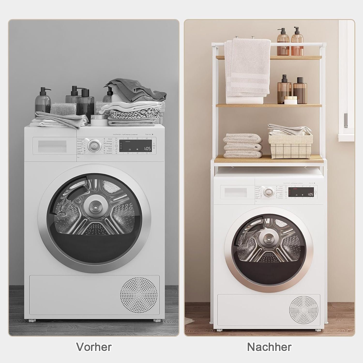 EUGAD Mehrzweckregal, 1-tlg., Waschmaschinenregal, WC Regal, Metall Holzwerkstoff