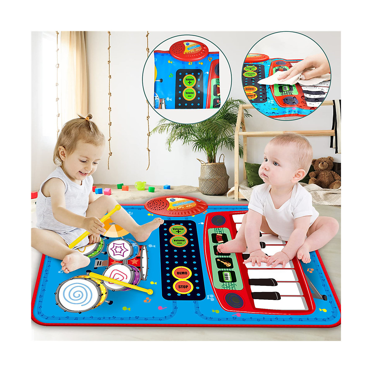 Musikmatten mit Klavier und Schlagzeug Klängen für Kinder