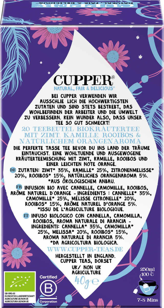 Kräutertee \Nightea Night\ mit Zimt, Kamille, Rooisbos, Orange (20 Beutel), 40 g