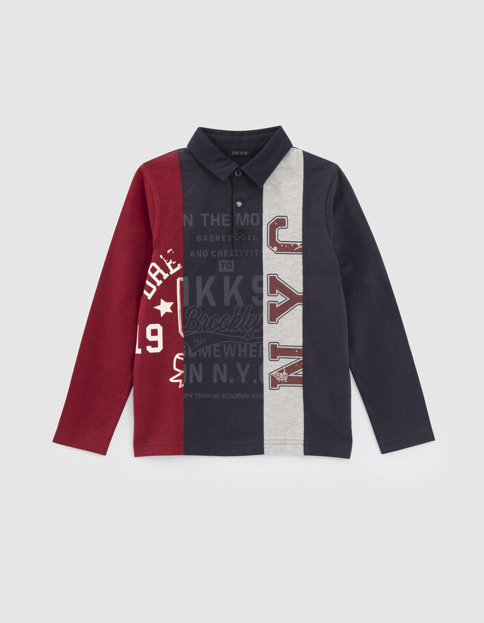 Polo marine, gris, bordeaux esprit rugby garçon