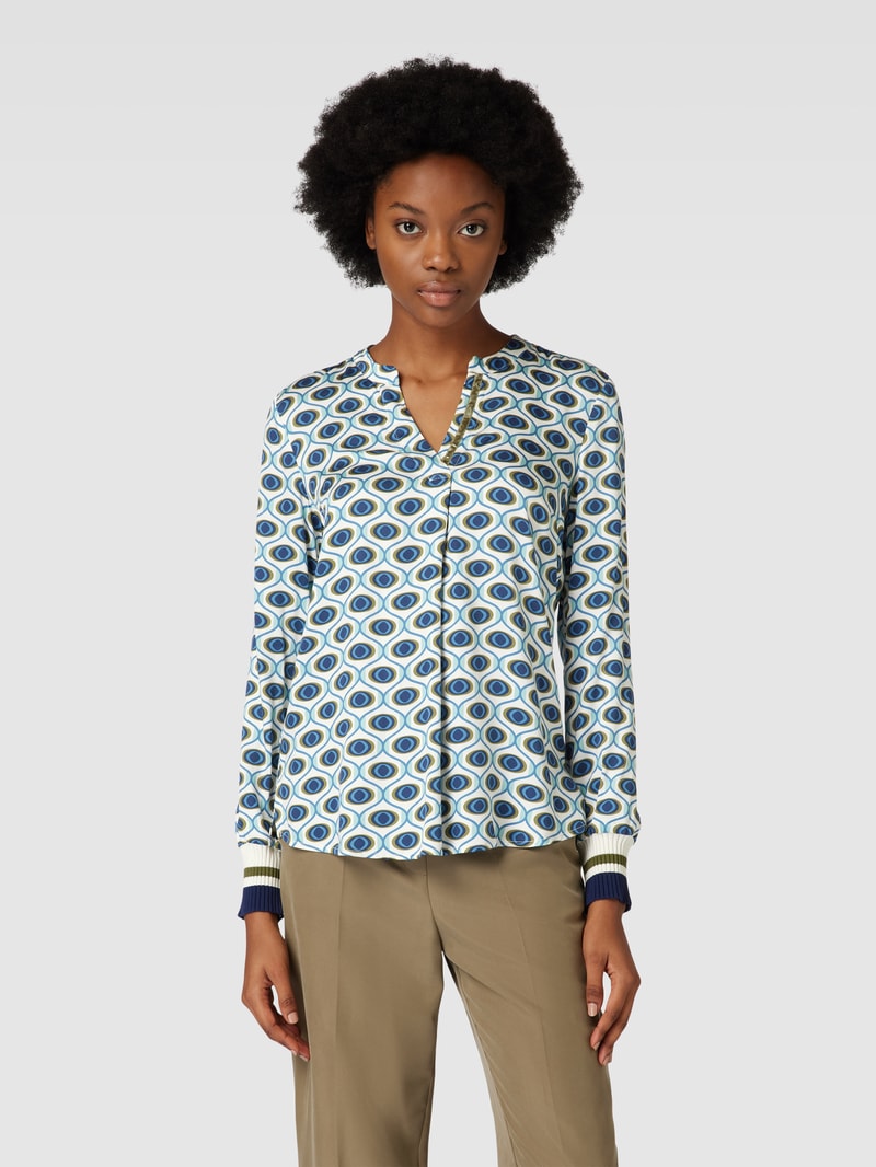 Bluse mit Allover-Muster in petrol
