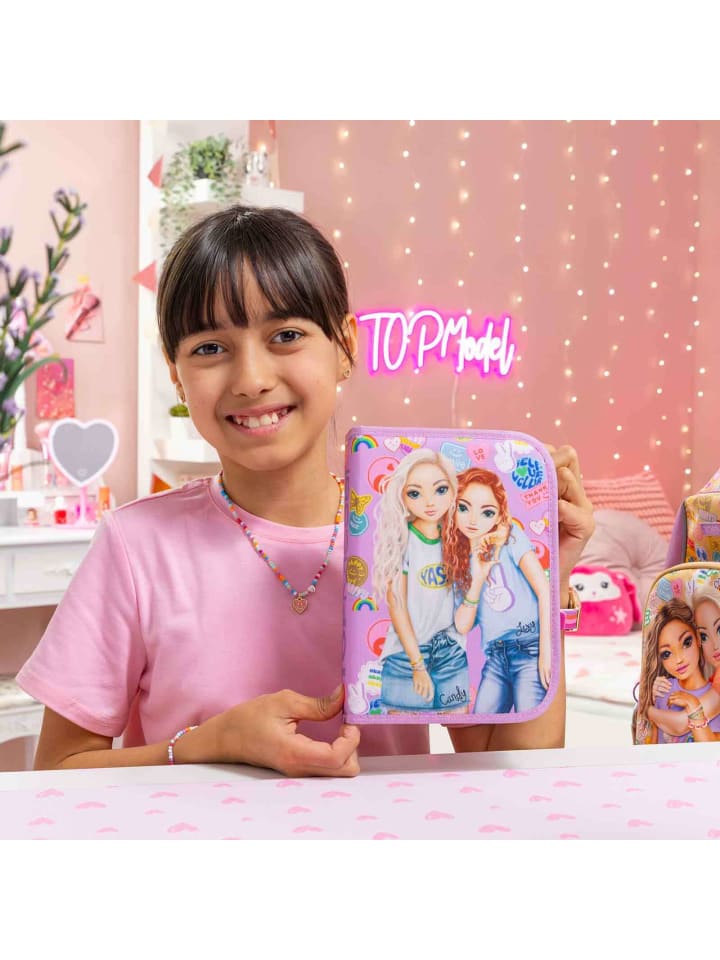 Depesche Deluxe Federtasche GIRL POWER inkl. Stifte TOPModel 5 x 15,5 x 22 cm in violett günstig kaufen onesize