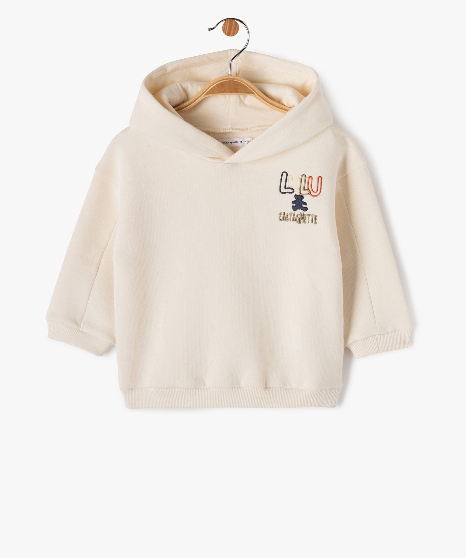 Sweat à capuche dos imprimé bébé Garçon - LuluCastagnette ecru | GEMO