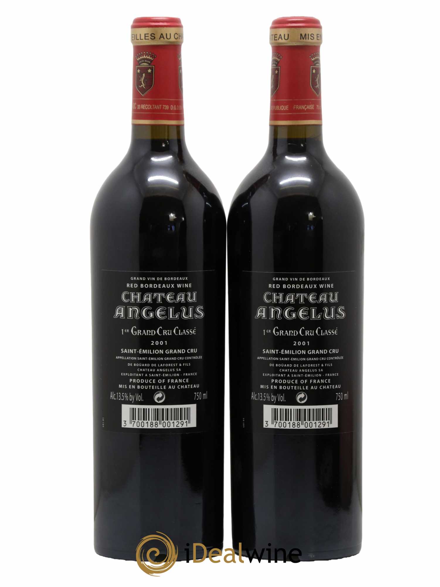 Château Angélus 1er Grand Cru Classé A  2001 - Lot de 2 Bouteilles