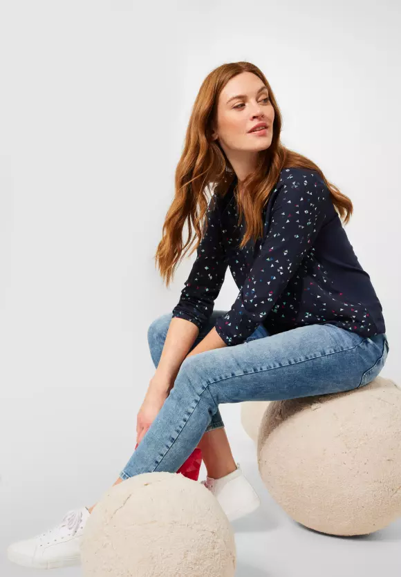 CECIL Printbluse im Materialmix
