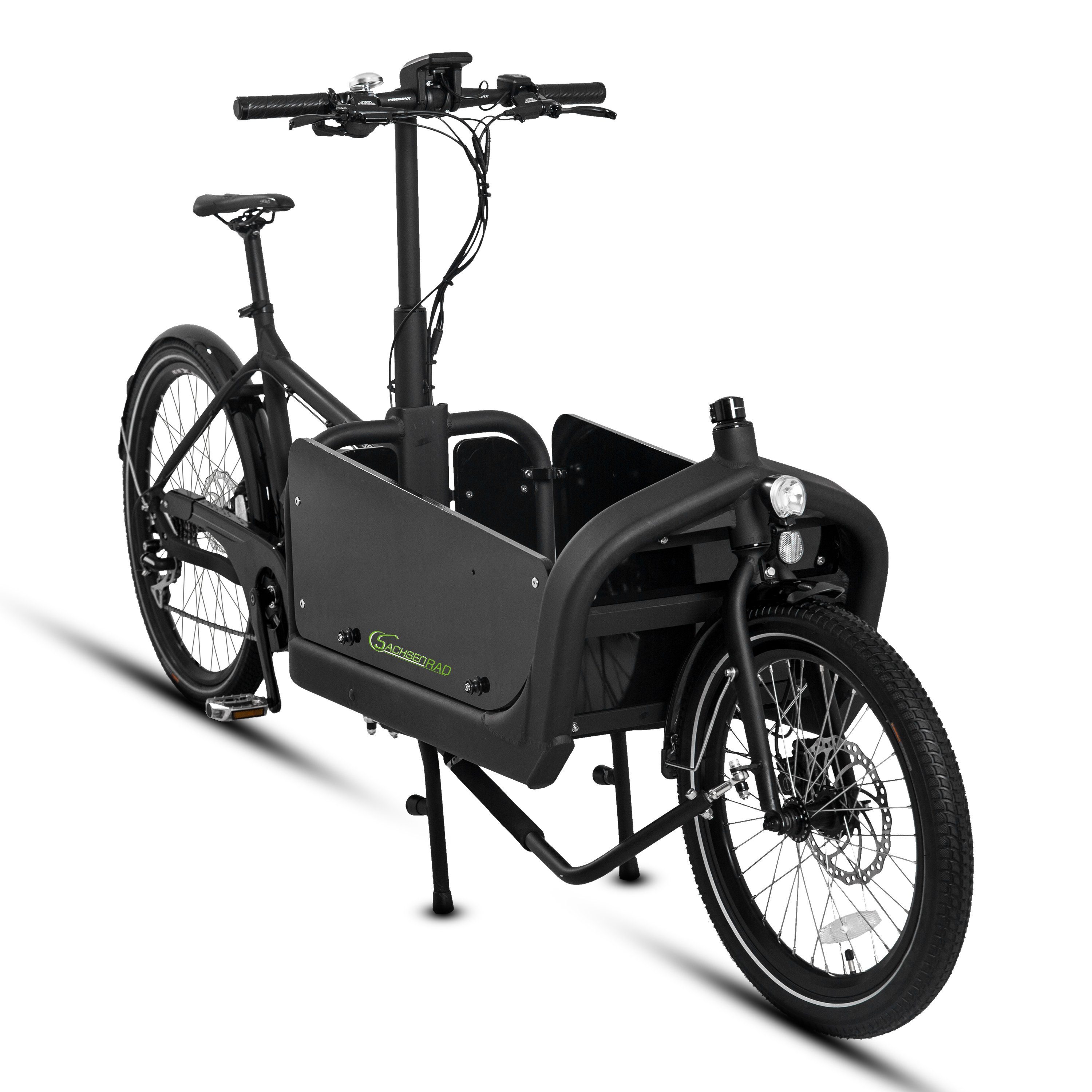 SachsenRAD E-Bike E-Bike Cargo Lastenrad 20 Zoll 250W 36V Schwarz, 8 Gang Shimano, Kettenschaltung, Mittelmotor, (1 Stück), mit Regenabdeckung