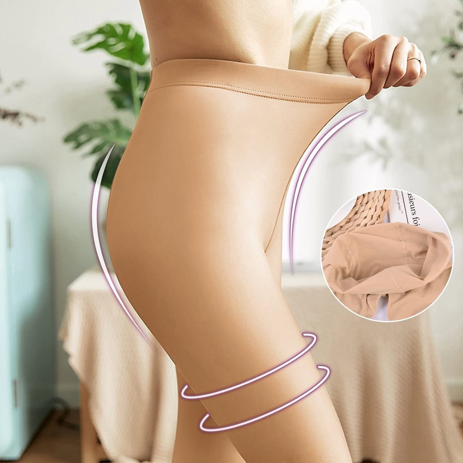 TOPMELON Thermostrumpfhose Gefütterte Strumpfhose Strümpfe Fake Translucent