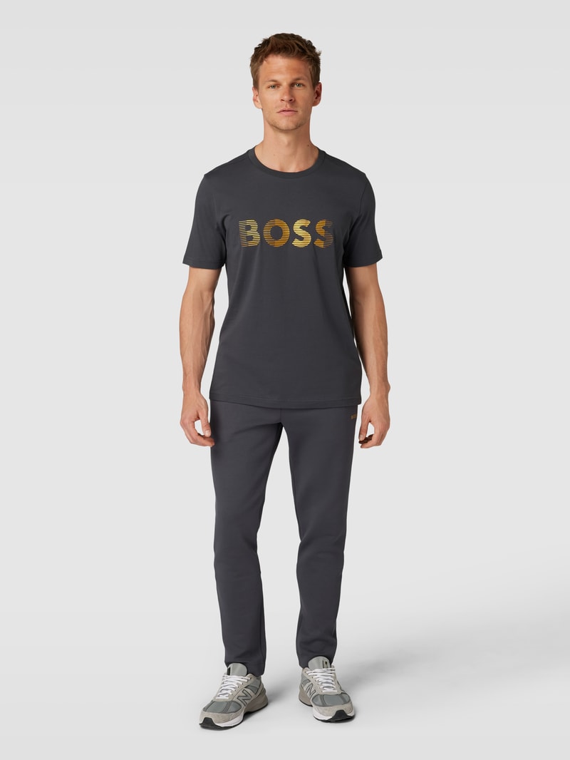 T-Shirt mit Label-Print in graphit