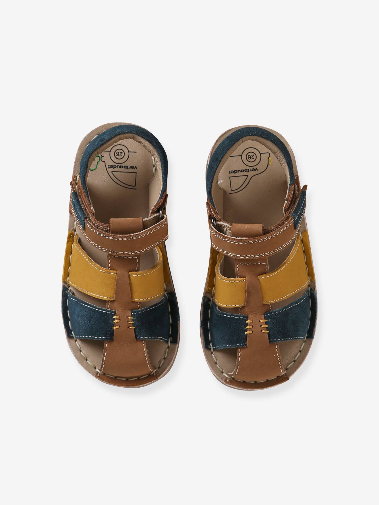 Sandales scratchées cuir enfant collection maternelle beige