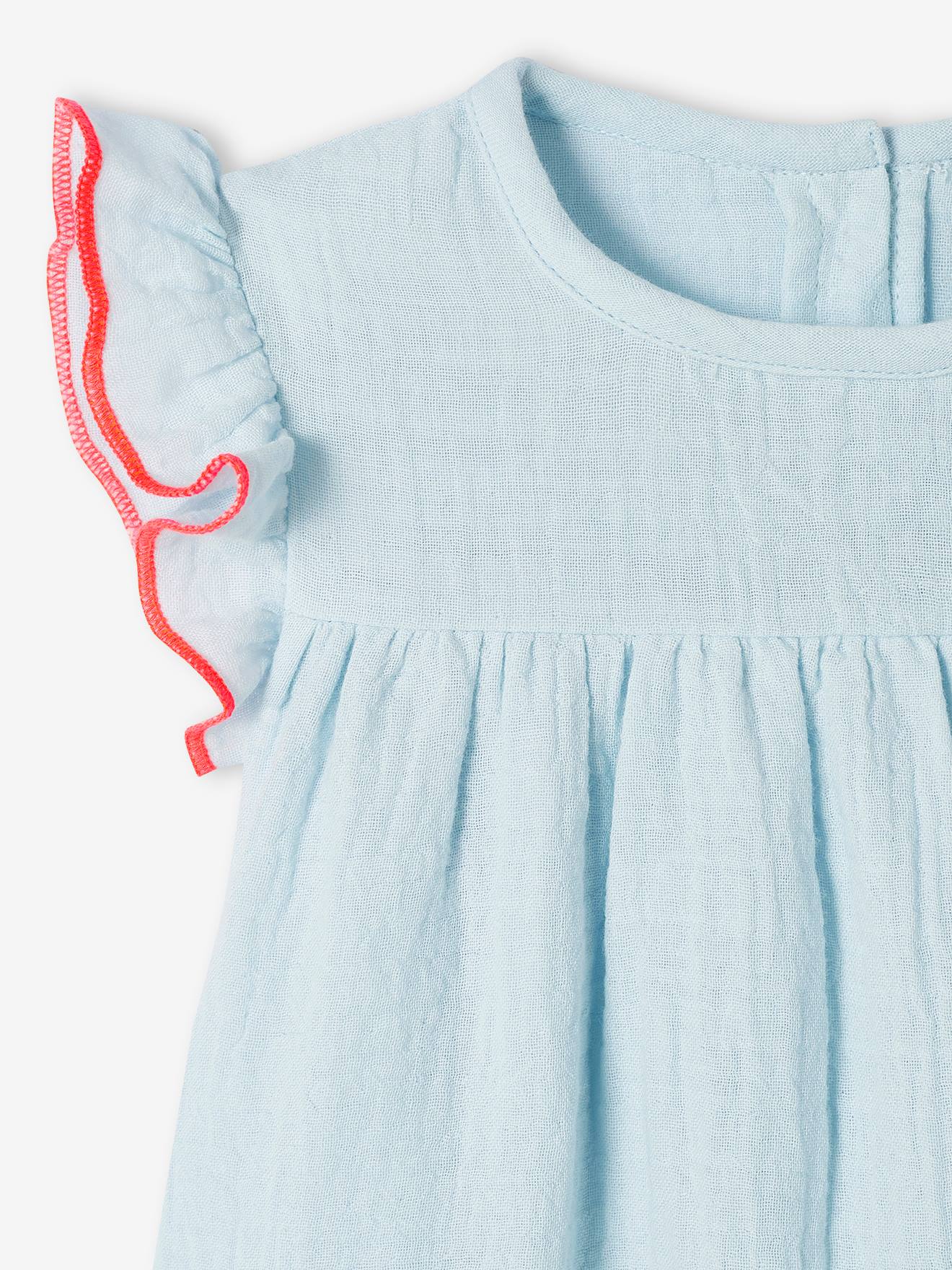 Vertbaudet Mädchen Baby Kleid & Haarband - hellblau