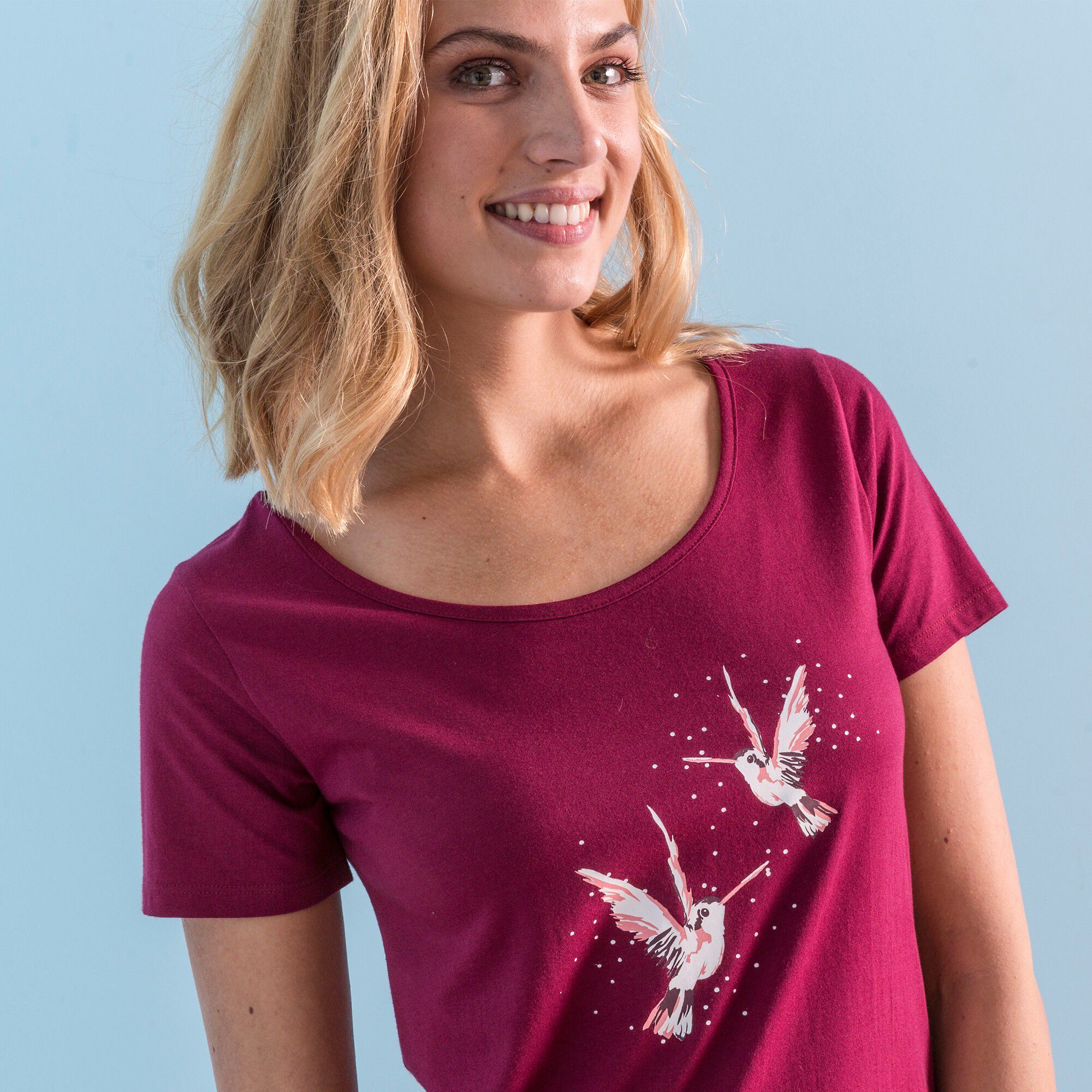 Chemise de nuit longue imprimé «oiseaux»