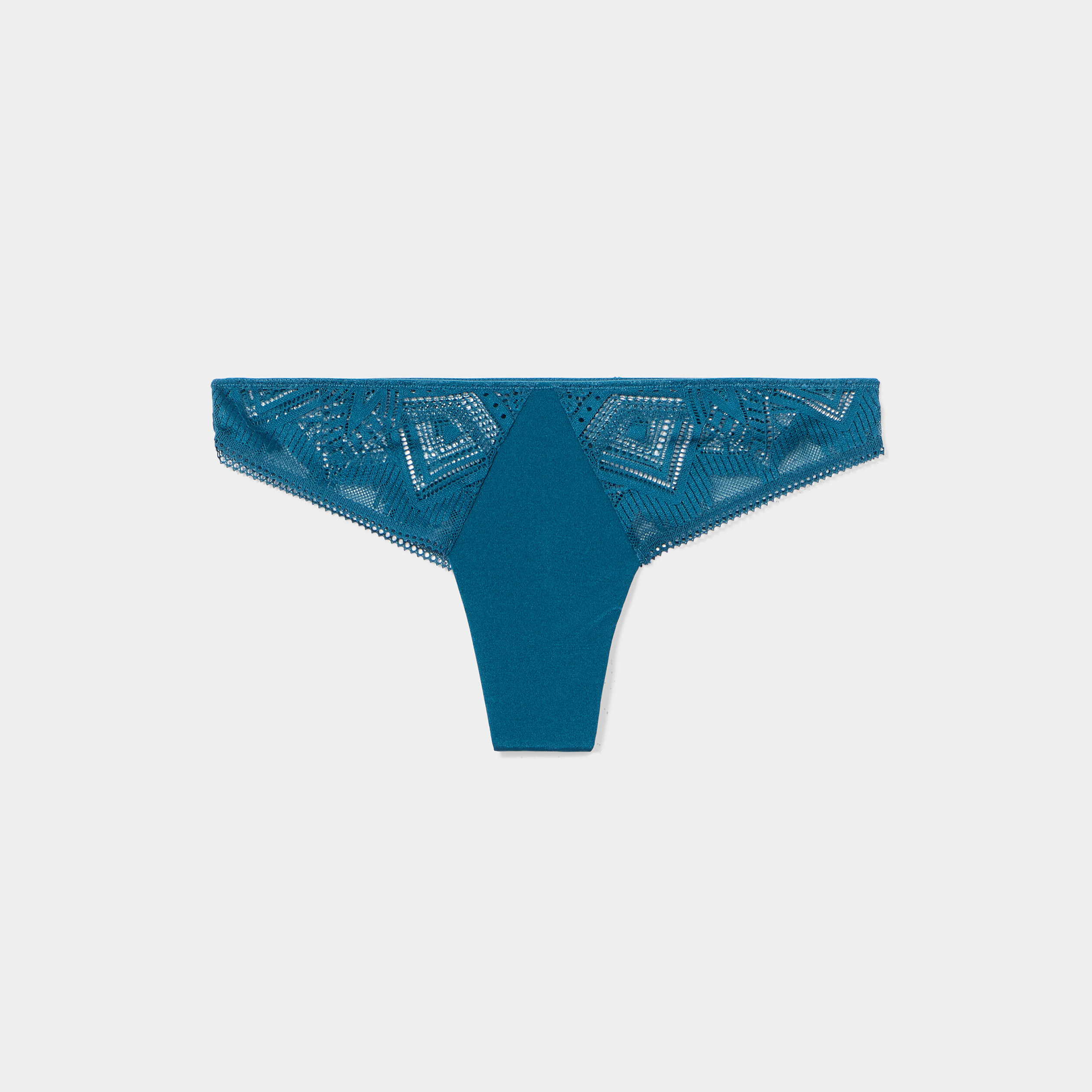 Tanga à dentelle bleu canard femme | La Halle