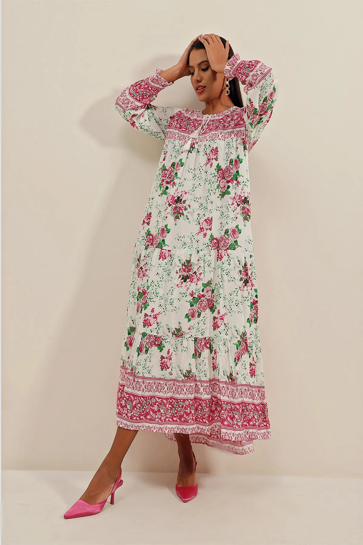 Bigdart  1947 Gemustertes langes Kleid Y Fuchsia