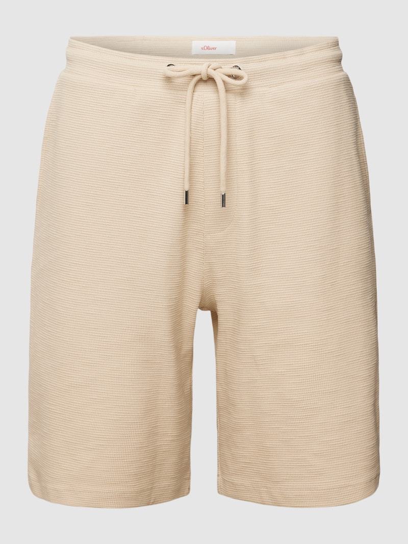 Shorts in unifarbenem Design Modell 'Waffle' in beige