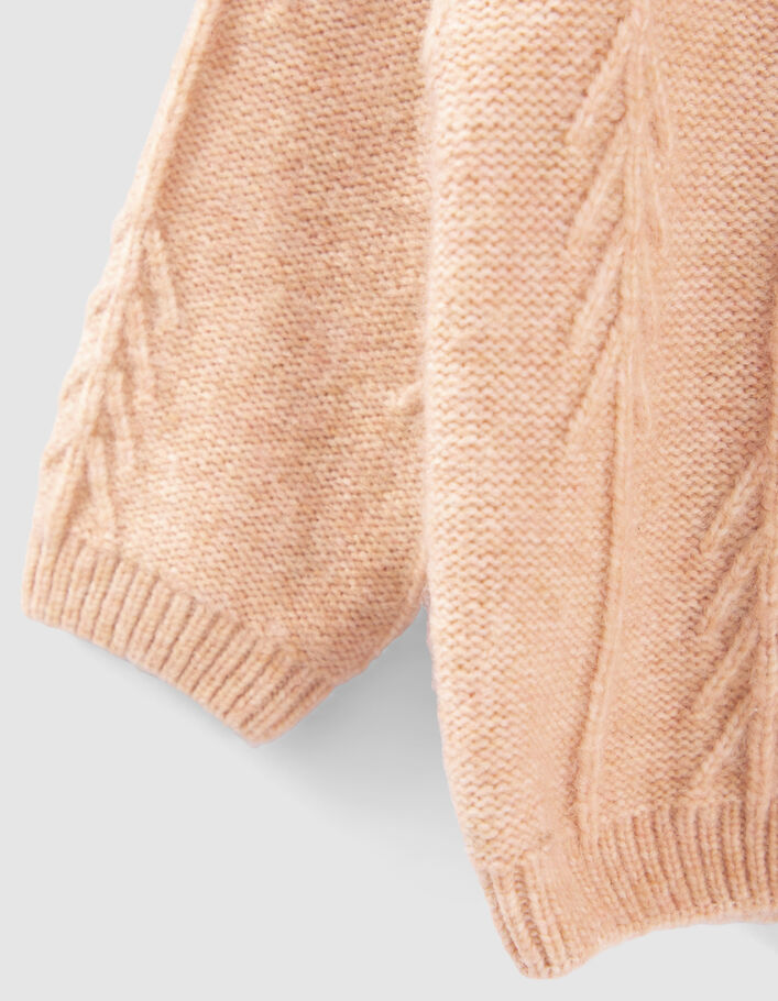 Cardigan rose poudré tricot fantaisie à capuche bébé fille
