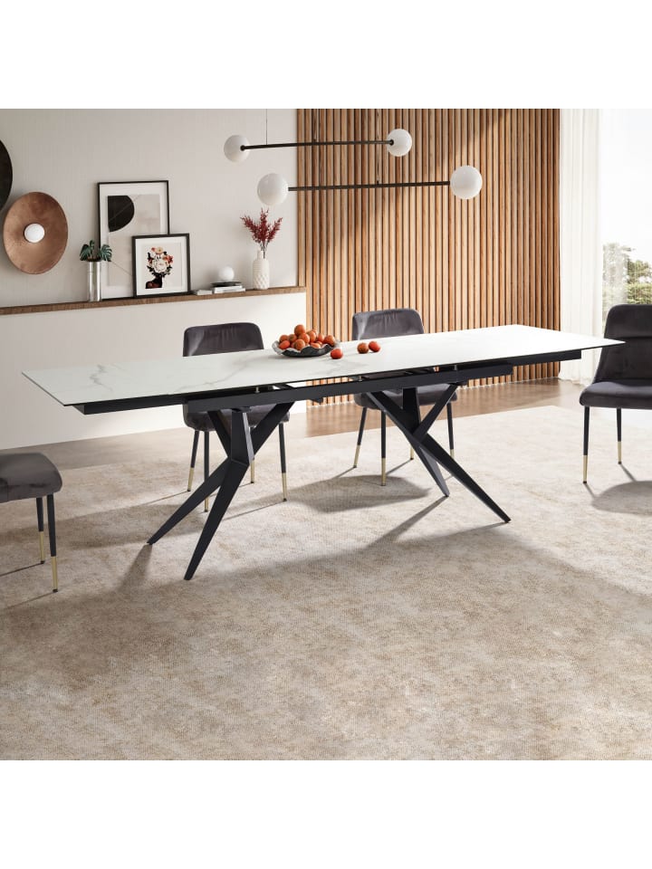 KADIMA DESIGN Esszimmertisch 180 - 260 cm Ausziehbar Keramik Glas , in Weiß günstig kaufen onesize
