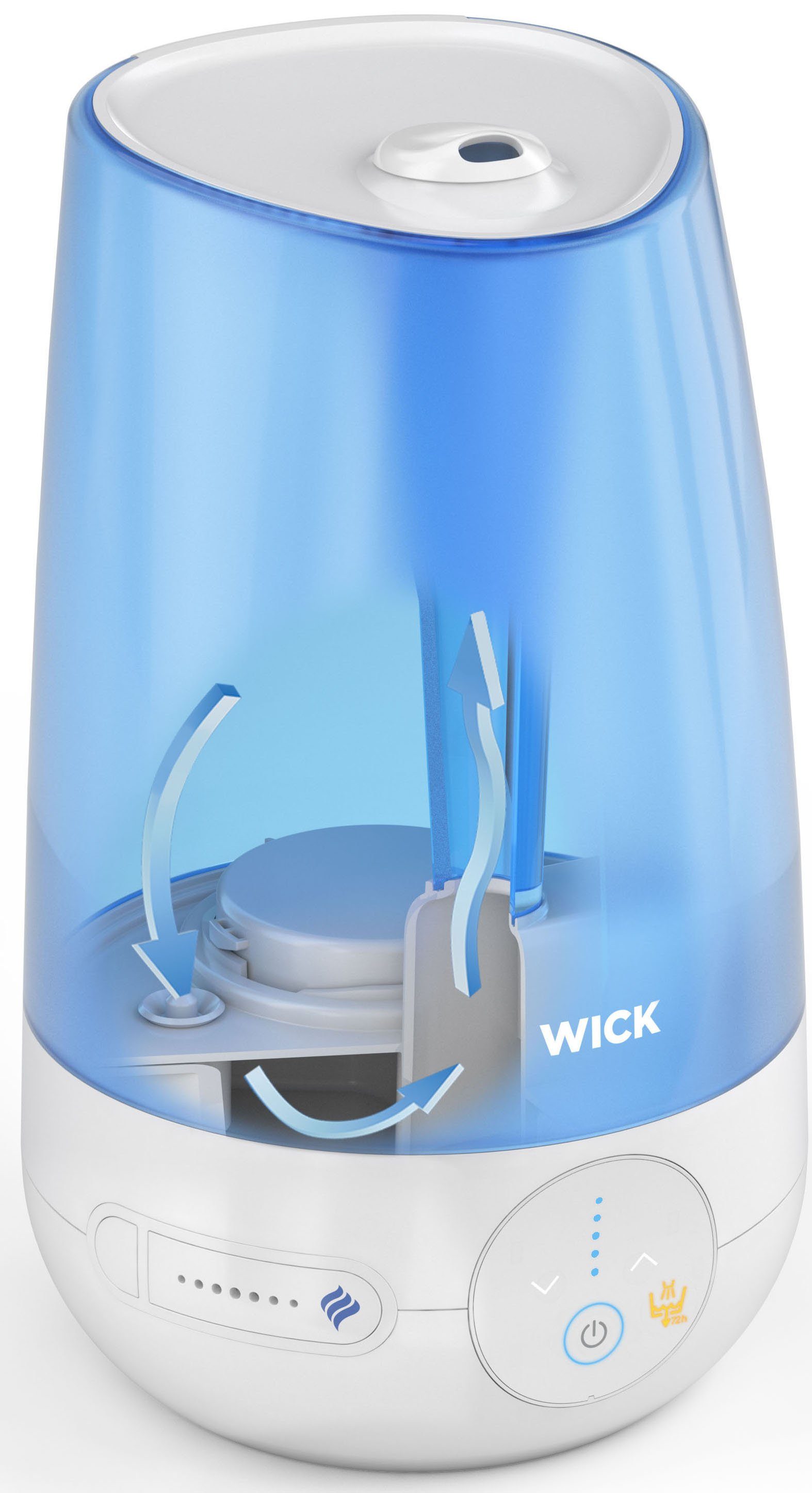 WICK Luftbefeuchter Ultraschall-Kaltluftbefeuchter, 4,5 l Wassertank, kompatibel mit den VapoPads Duftpads mit ätherischen Ölen