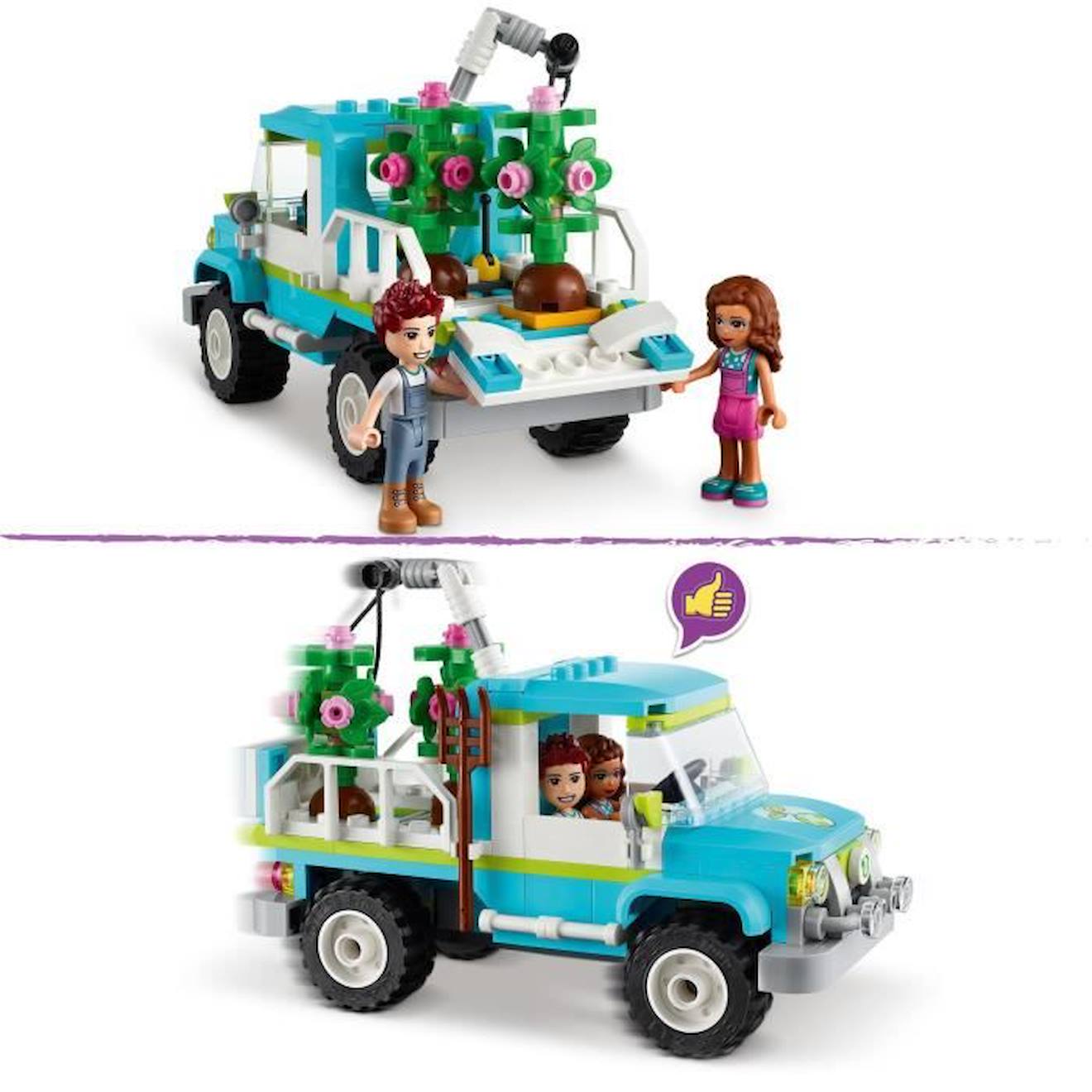 LEGO 41707 Friends Le Camion Planteur d’Arbres, Jouet, Jardinage Écologique, Camion Électrique, Filles et Garçons Dès 6 Ans bleu