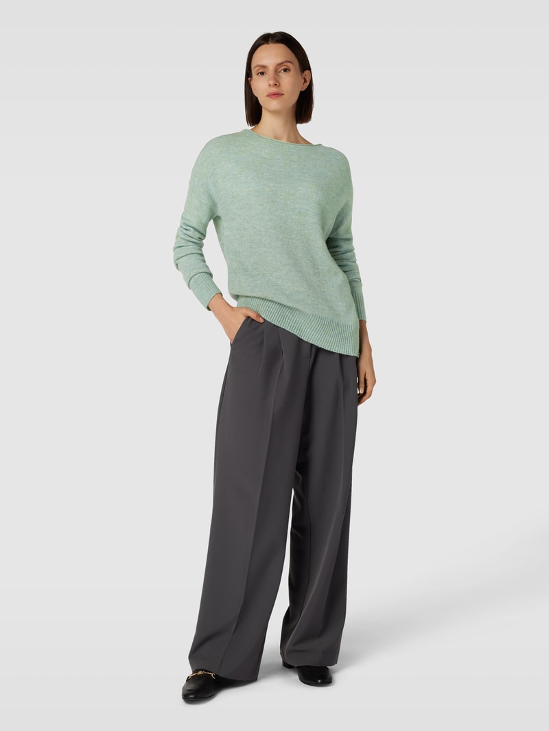 Strickpullover in melierter Optik in metallic türkis meliert