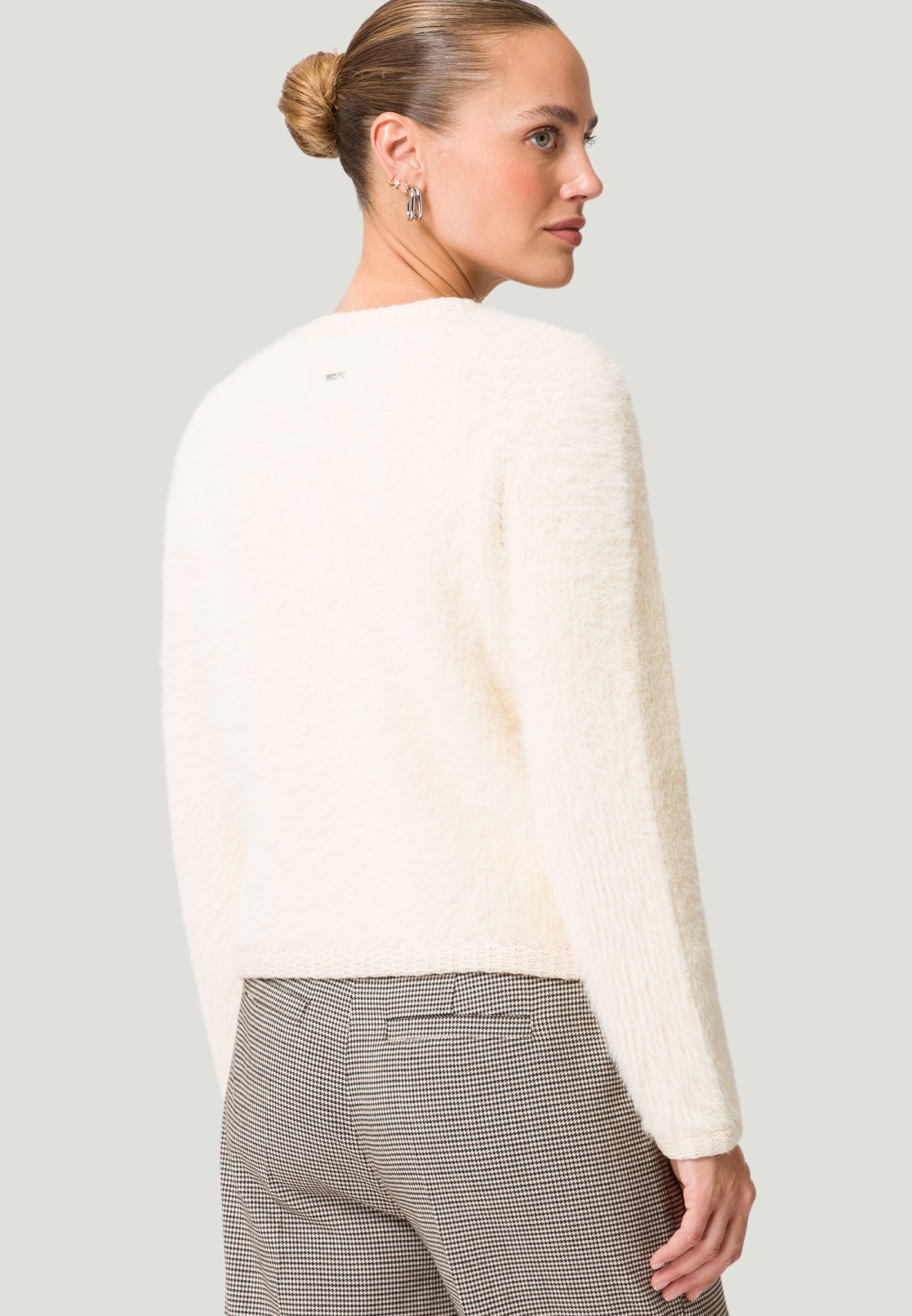 Teddy-Strickjacke mit Knopfleiste