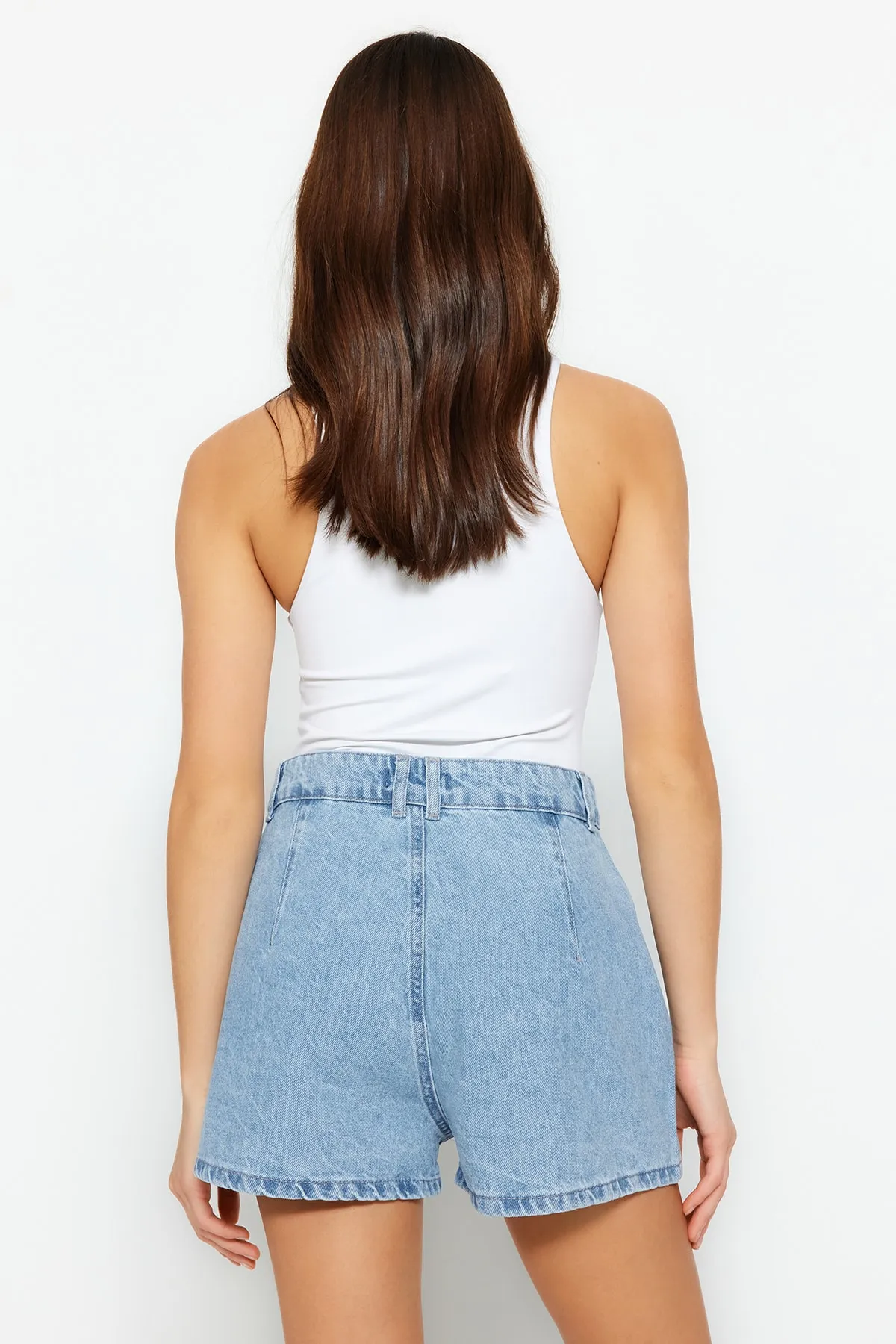 Trendyol Collection  Shorts - Blau - Hoher Bund