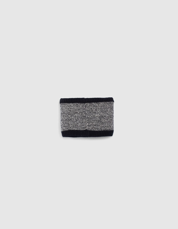 Snood noir tricot chiné badge logo bébé garçon