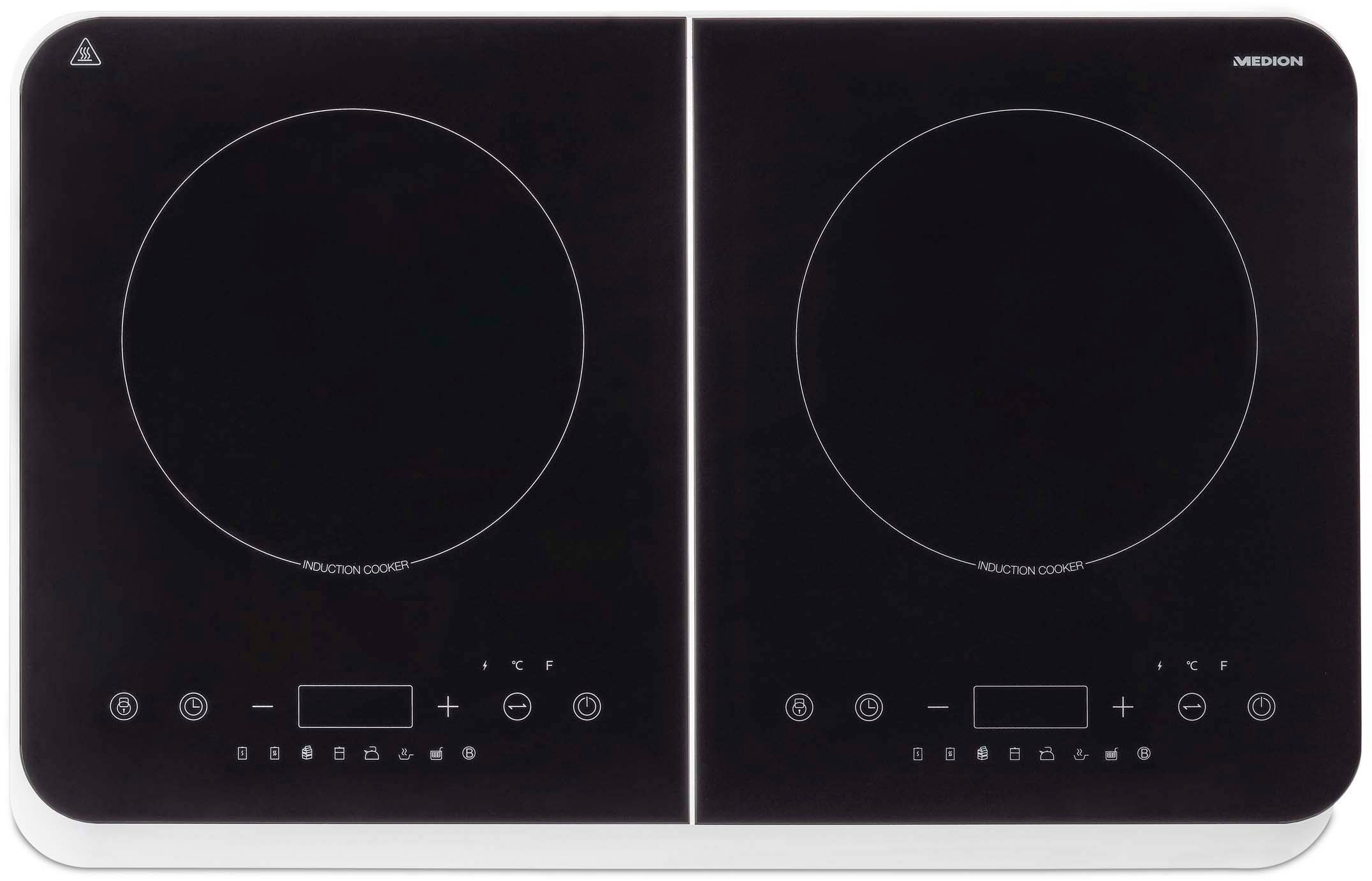 Medion® Doppel-Induktionskochplatte MD 18493, Leistung 3400 Watt,10 Temperaturstufen einstellbar