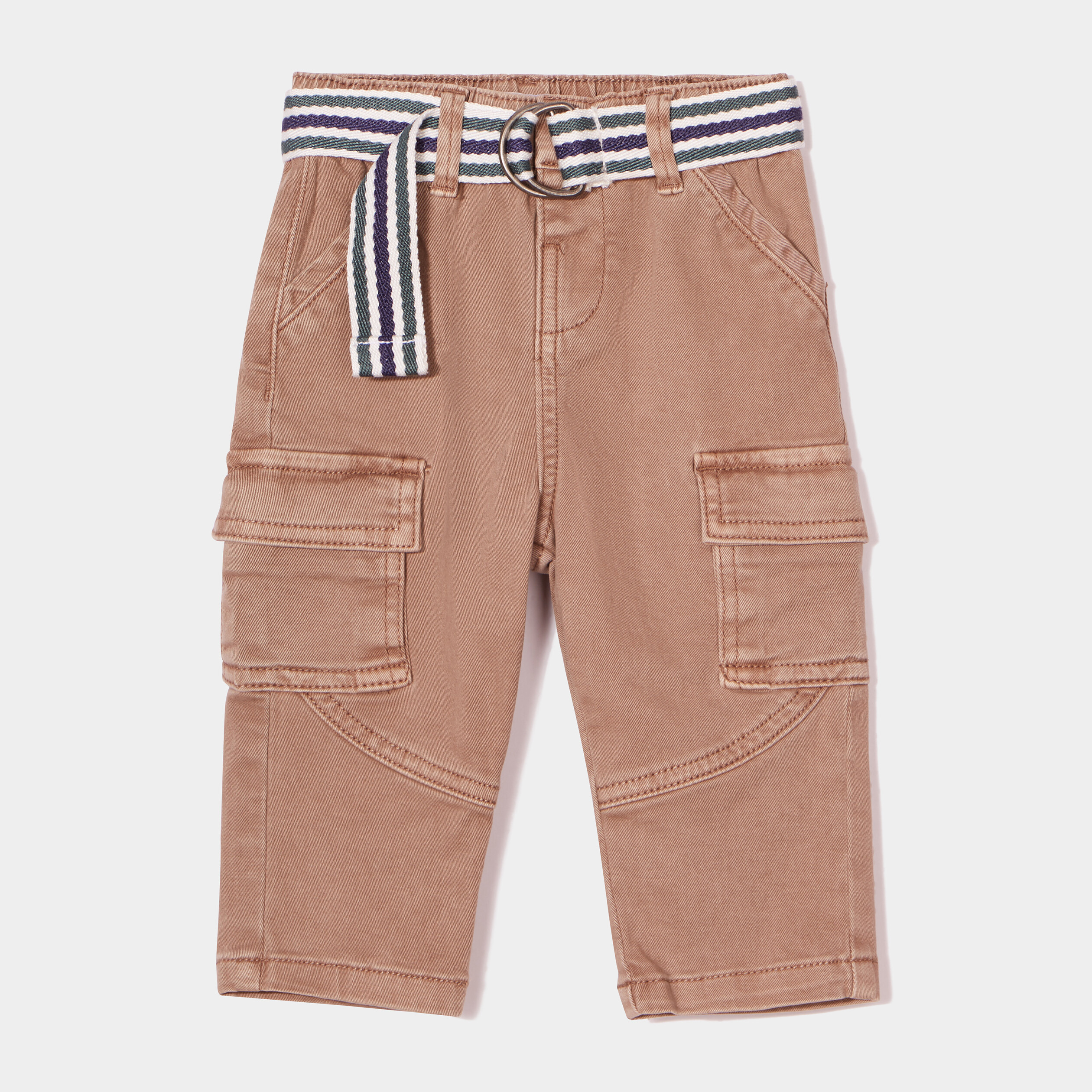 Pantalon cargo ceinturé Creeks taupe bébé garçon | La Halle