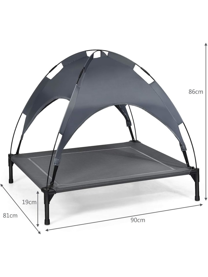 COSTWAY Hundebett mit Baldachin L in Grau günstig kaufen 90 cm