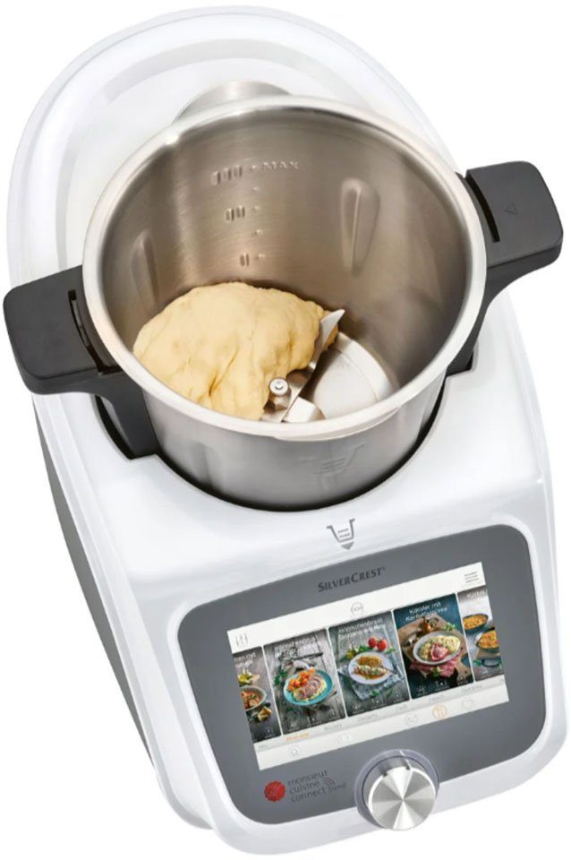 SilverCrest Küchenmaschine mit Kochfunktion Monsieur Cuisine connect trend SKMC 1200 F6, 7 Zoll Farbdisplay, 800,00 W