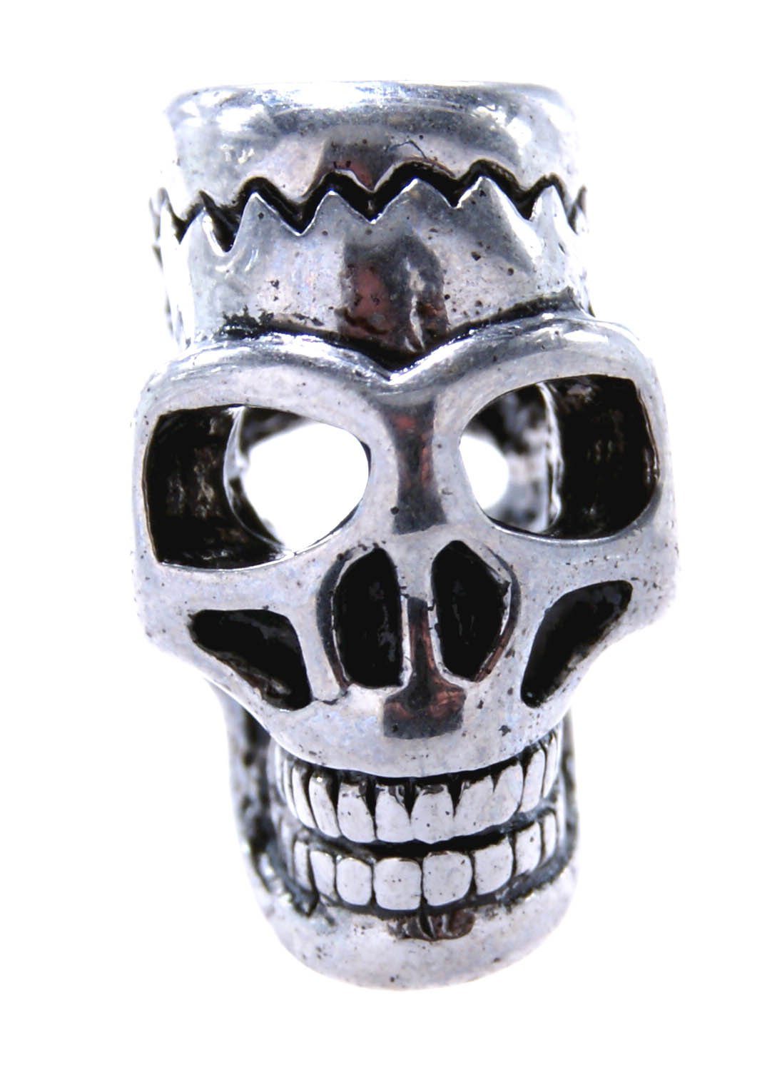 Kiss of Leather Bartbürste Bartperle Totenkopf Skull Haarperle Edelstahl Bartschmuck 6 mm