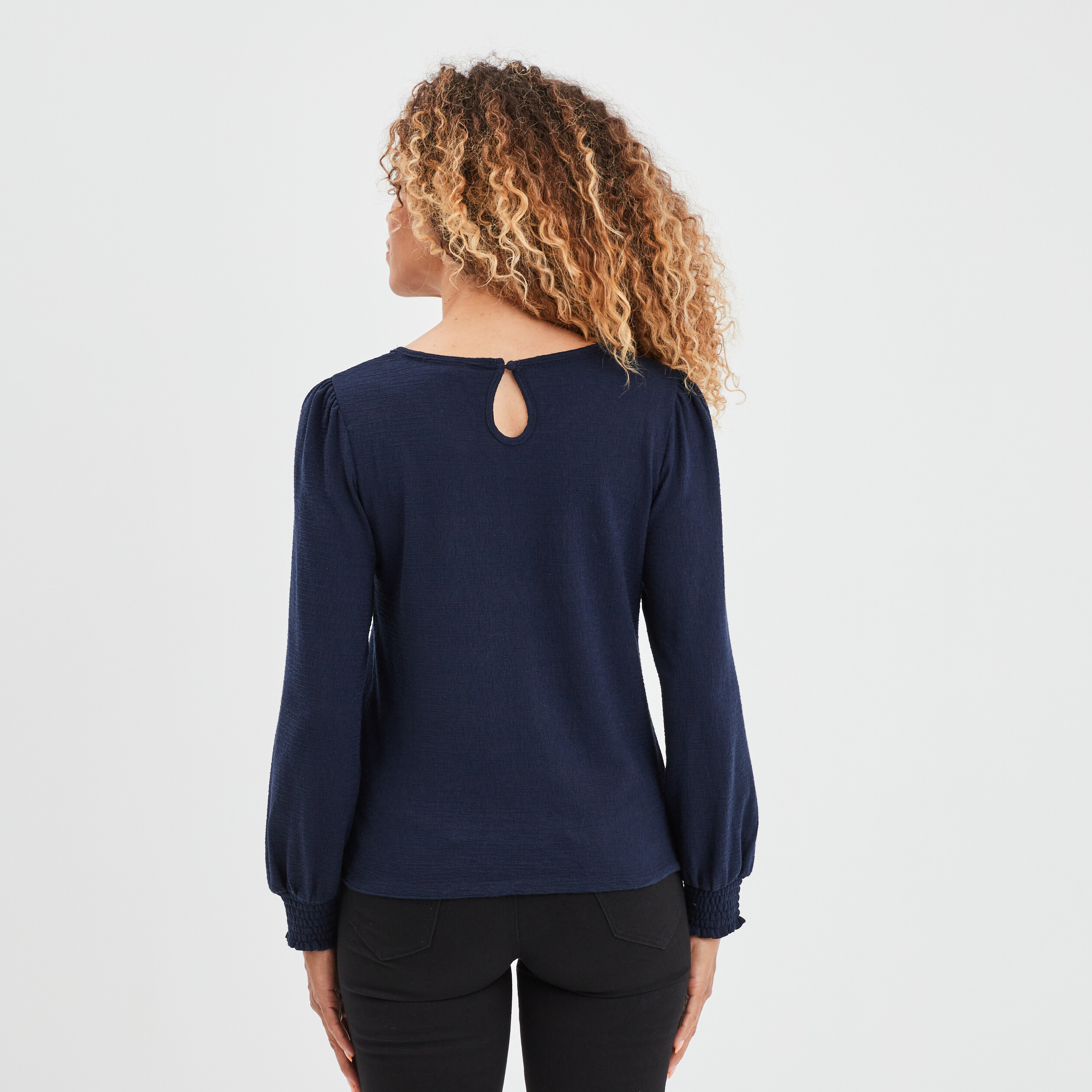 T-shirt avec bandes macramé Creeks bleu marine femme | La Halle