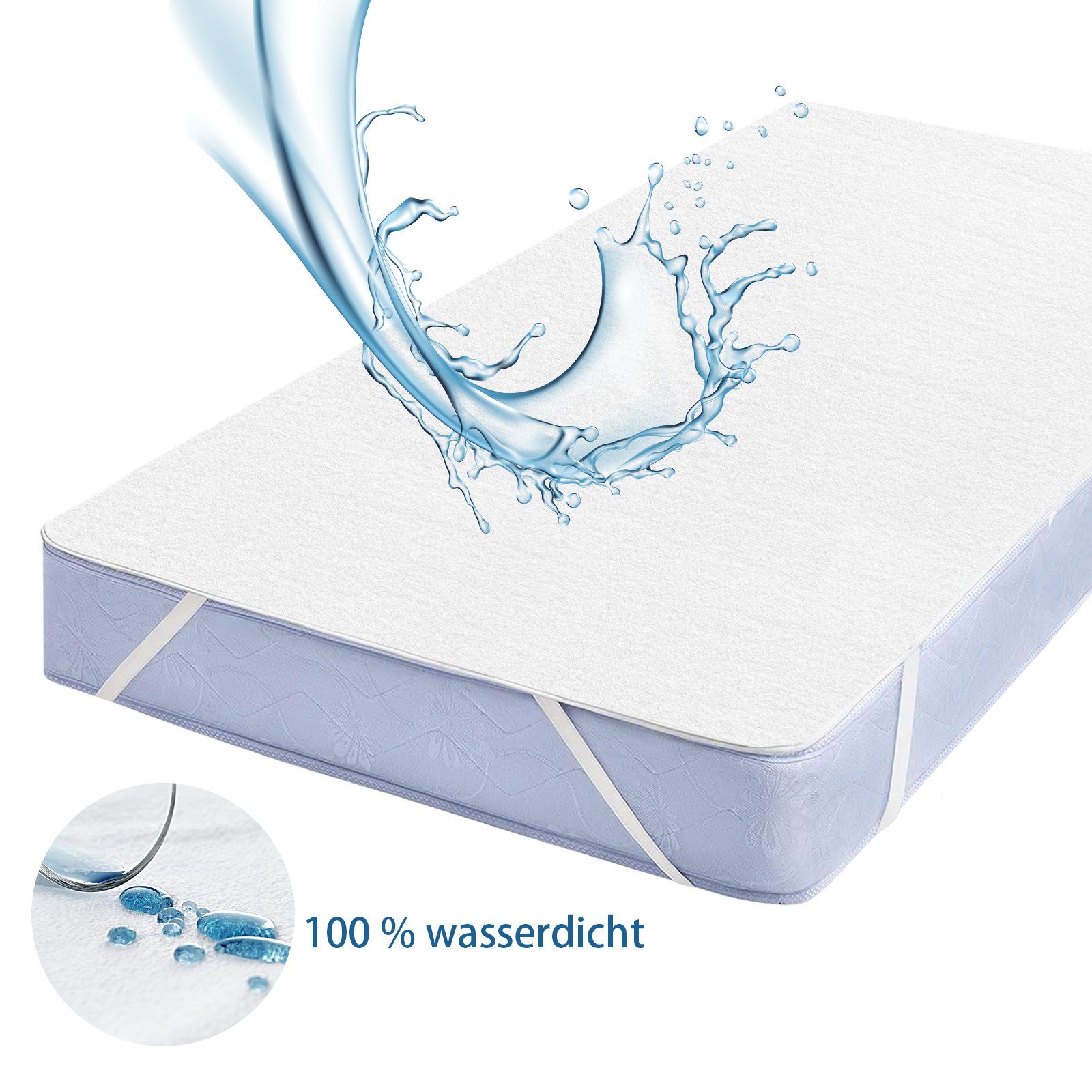Matratzenauflage Wasserdichter Matratzenschoner Atmungsaktive Matratzenauflage CALIYO, wasserdicht und atmungsaktiv, ohne Knistern Matratzenschutz