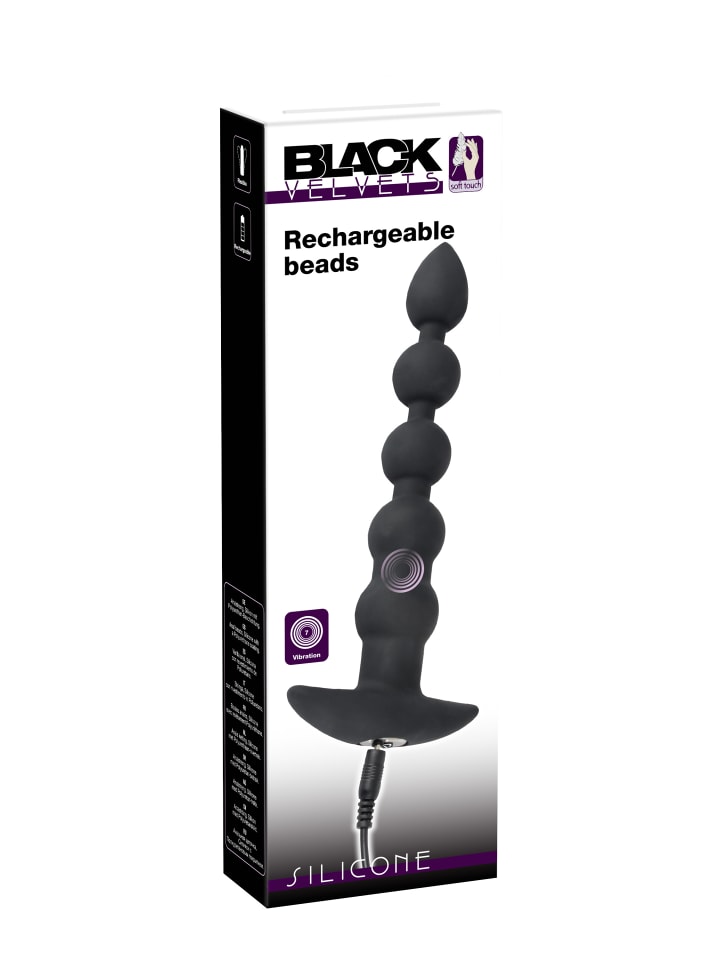 Black Velvets Analkugelstrang Rechargeable beads in schwarz günstig kaufen 21 cm