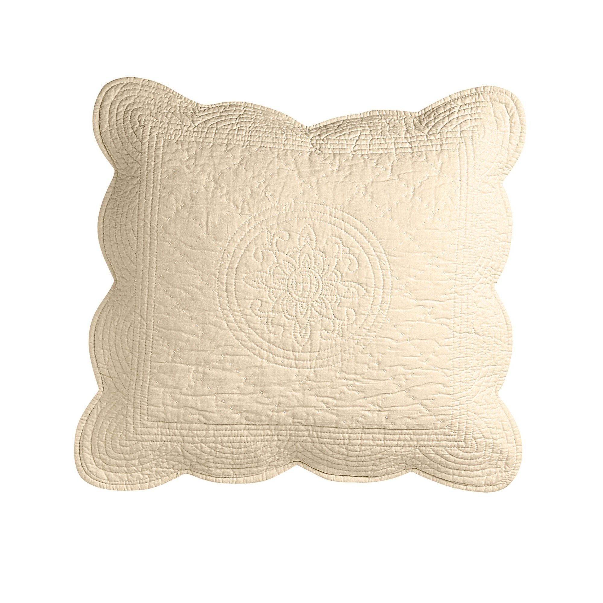 Housse coussin unie style boutis Cassandre