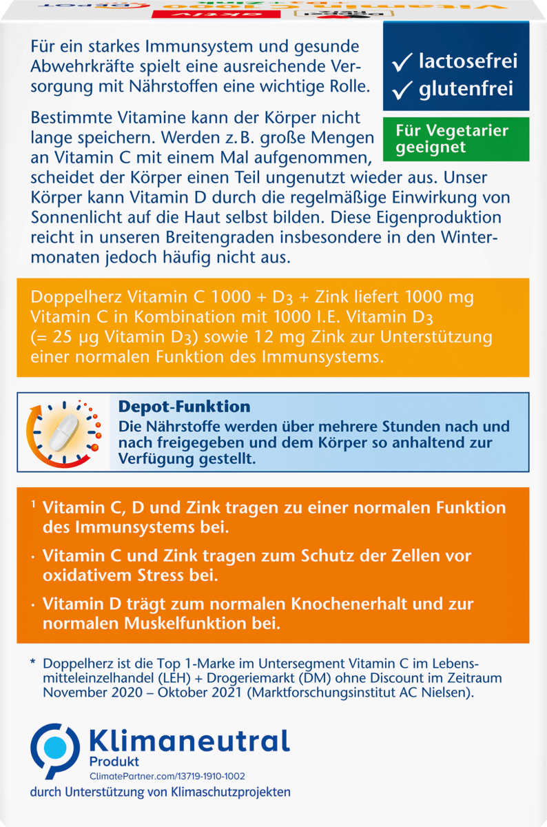Vitamin C 1000 + D3 + Zink Depot Tabletten 30 St, 42,9 g