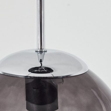 hofstein Hängeleuchte Arola runde Hängelampe aus Metall in chrom, ohne Leuchtmittel, mit Schirm Rauchglas, E27