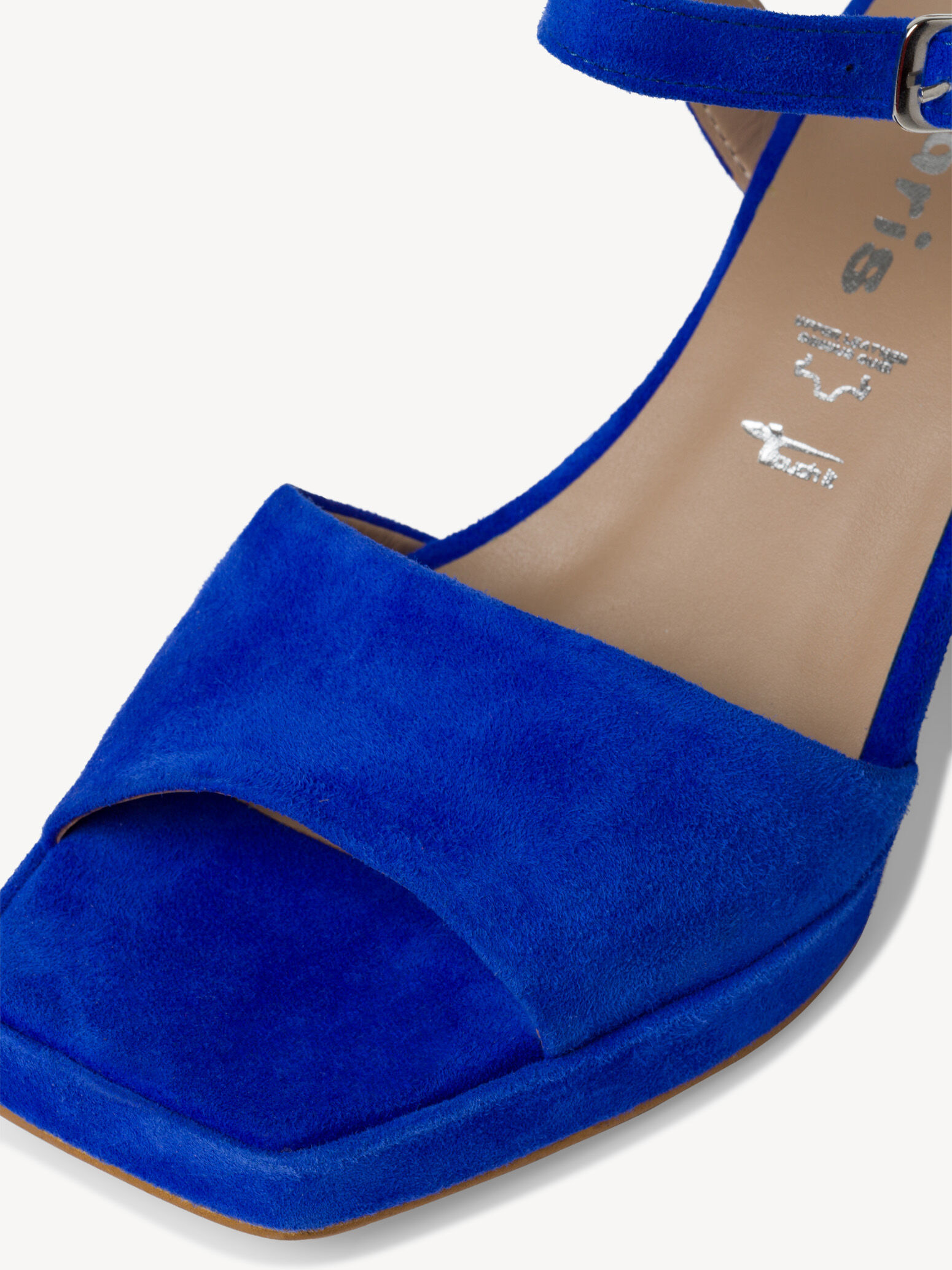 Sandale à talon en cuir - bleu