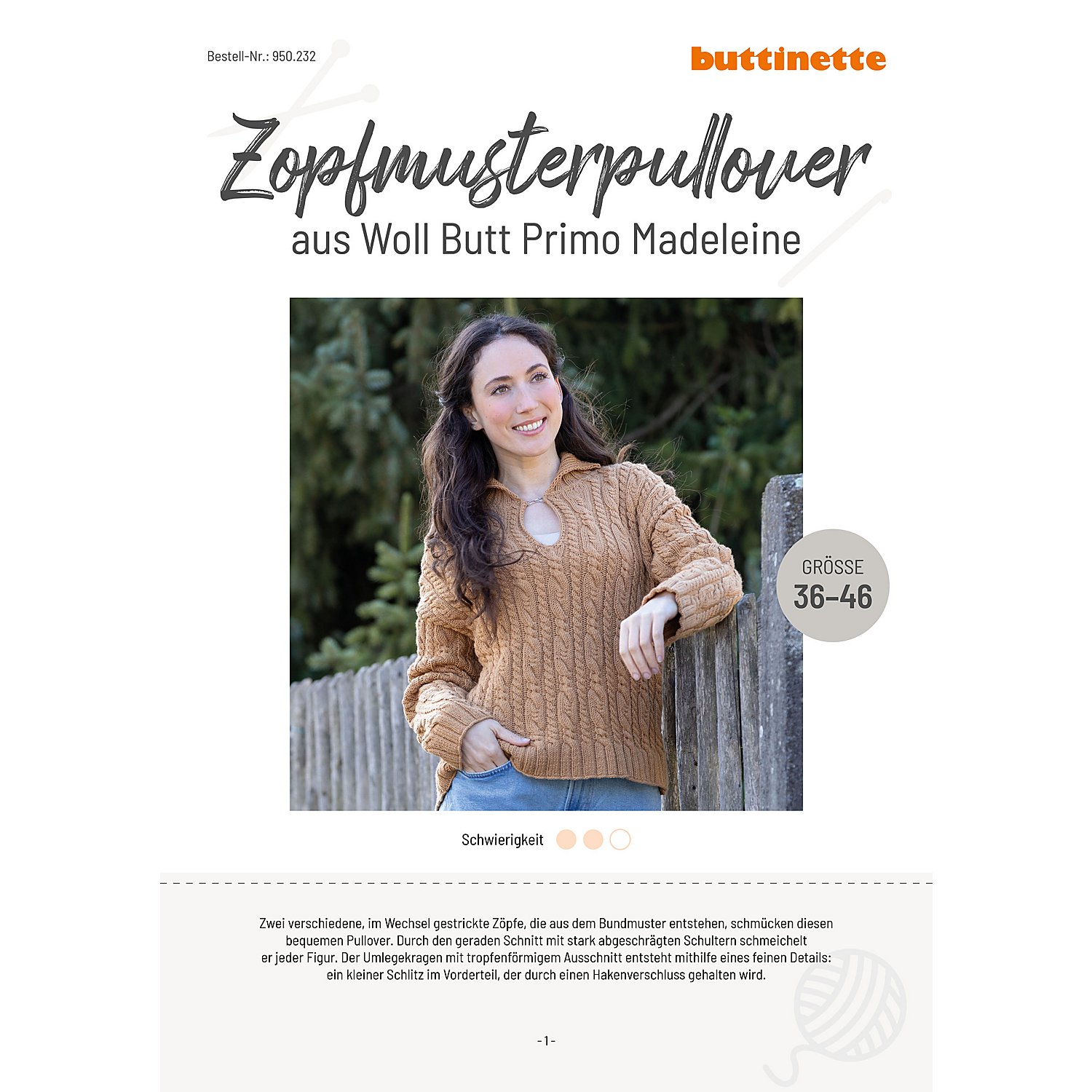 Strickanleitung – Zopfmusterpullover aus Woll Butt Primo Madeleine
