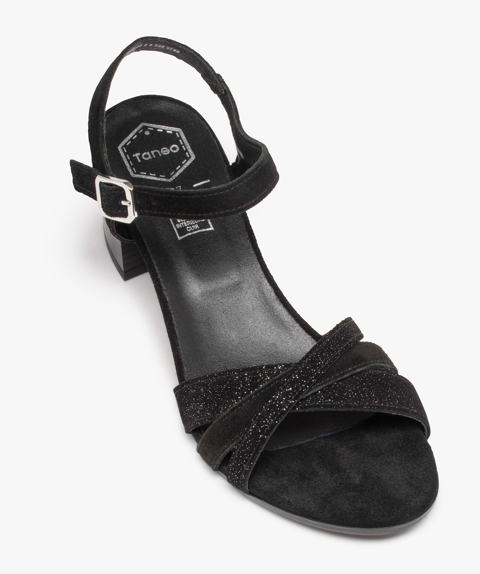Sandales femme à talon dessus cuir retourné - Tanéo noir | GEMO