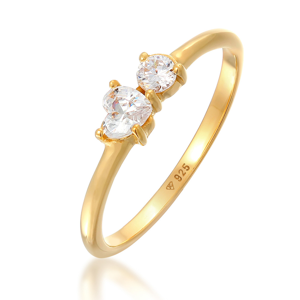 Elli Elli Bague Bague de fiançailles pour femmes Cœur avec cristaux zirconium en argen Bague