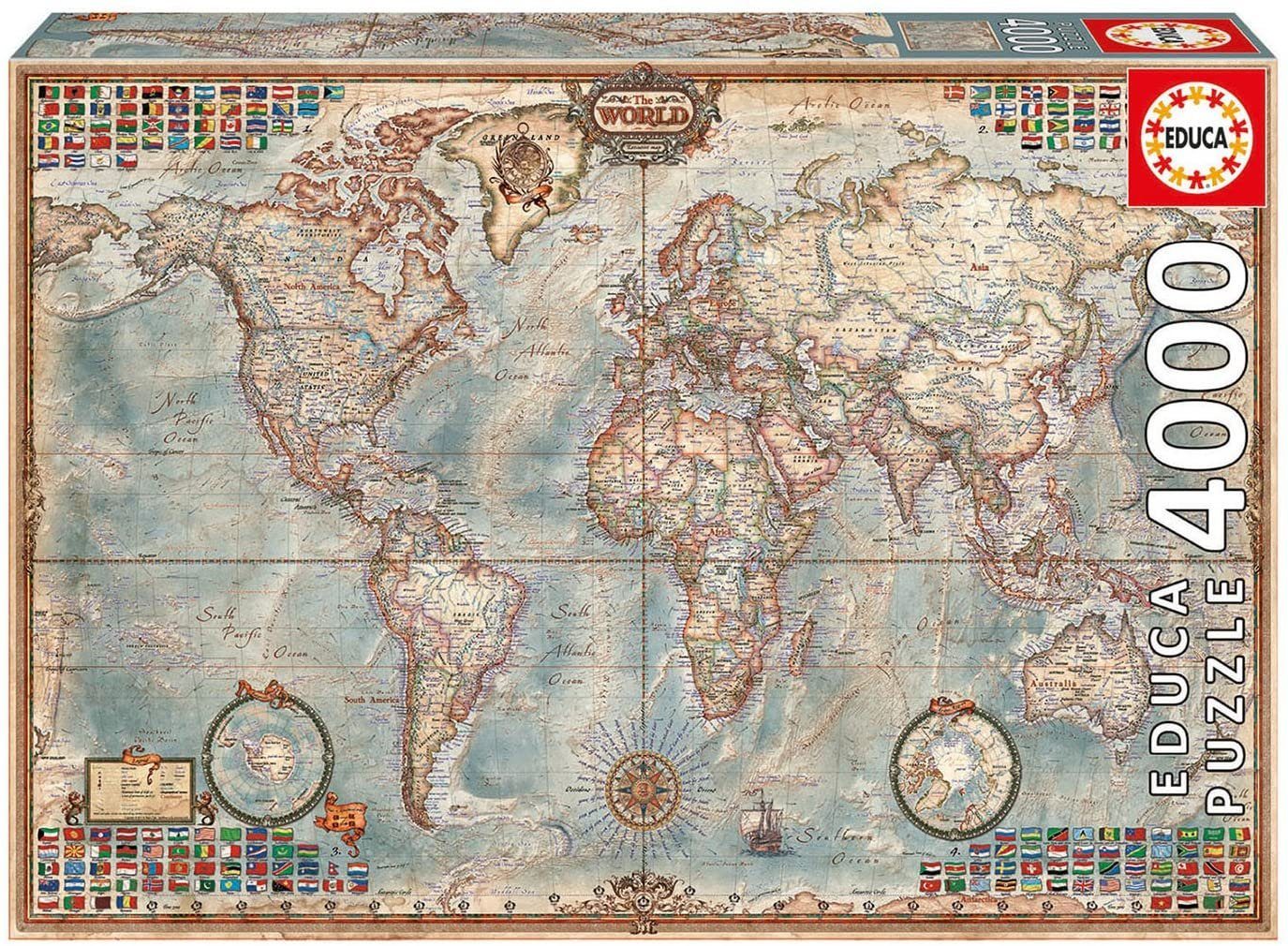 Educa Puzzle DIE WELT - POLITISCHE KARTE, 4000 Puzzleteile