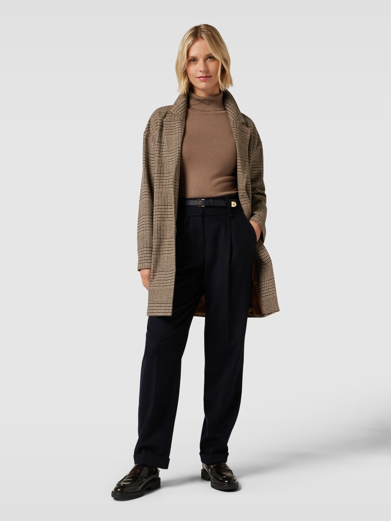 Blazer mit Glencheck-Muster und seitlichen Eingrifftaschen in hellbraun