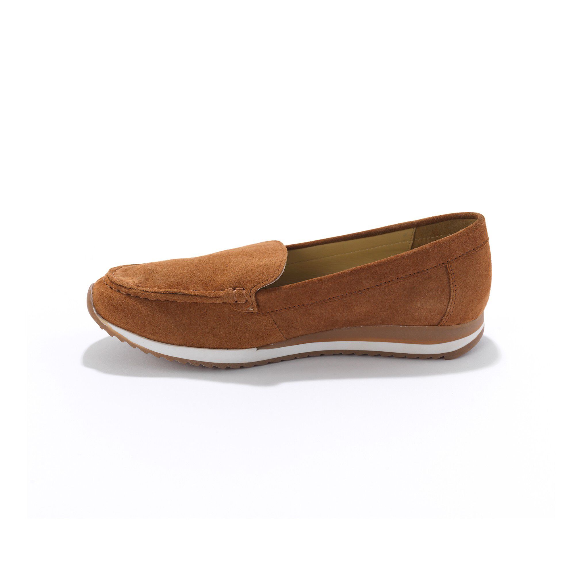 Mocassins en croûte de cuir à semelle crantée bicolore