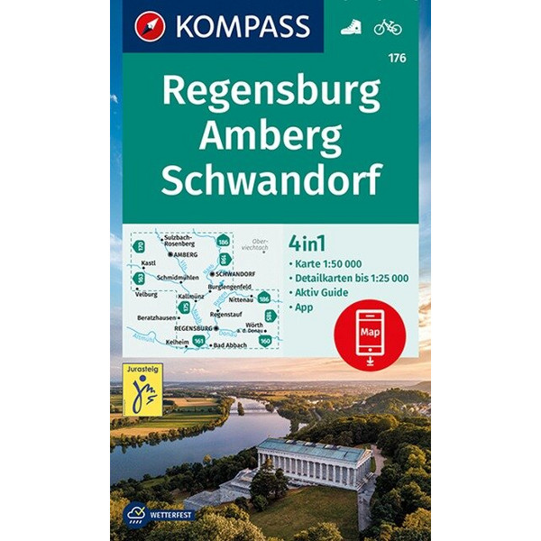KOMPASS WANDERKARTE REGENSBURG, AMBERG, SCHWANDORF 1:50 000