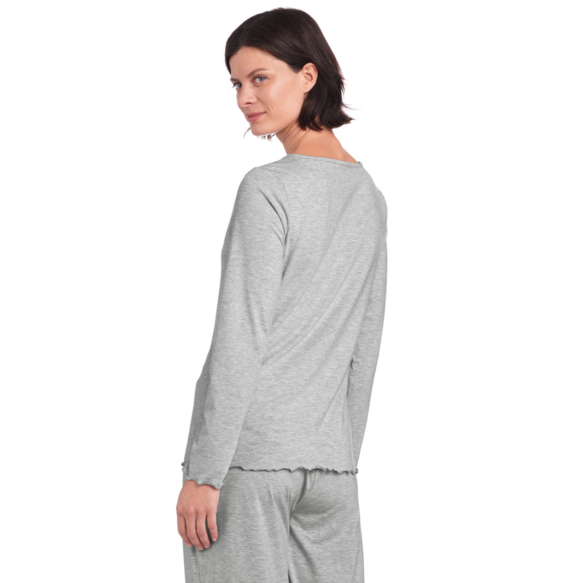 Damen Loungewear-Langarmshirt mit Raffung