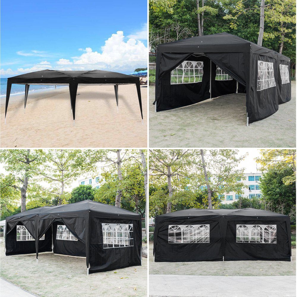 FCH Faltpavillon, Pavillon, Gartenzelt mit 6 Seitenteilen, 3x6 m, höhenverstellbar