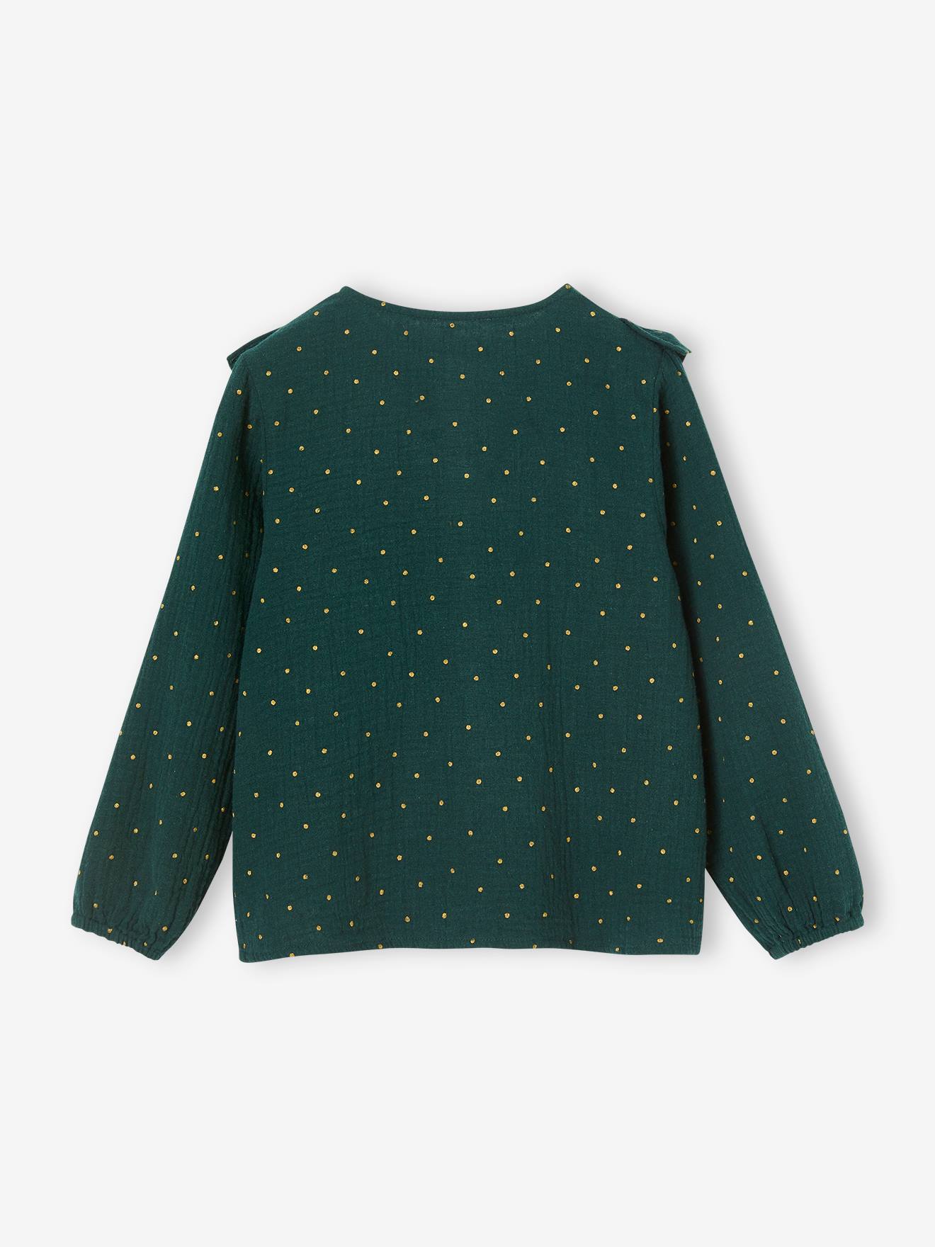 Blouse volantée en gaze de coton fille blanc