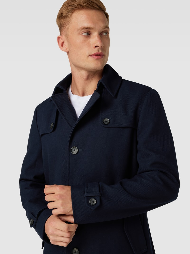 Jacke mit Umlegekragen und Ärmelriegeln in marineblau