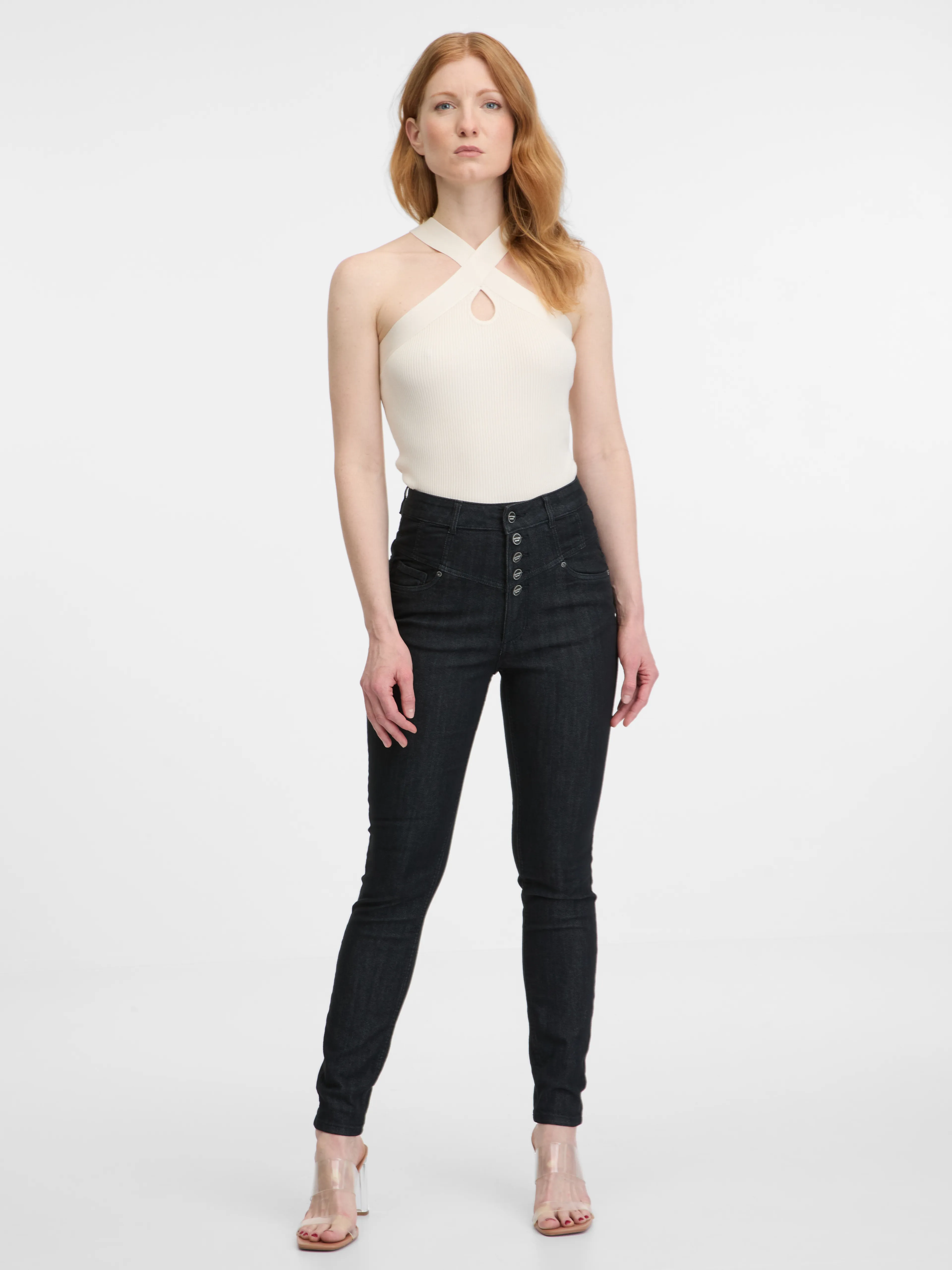 Schwarze Skinny-Fit-Jeans für Damen ORSAY